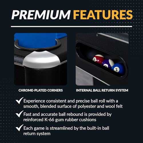 Hathaway Hustler Tournament Pool Table – Includes Cue Sticks, Billiard Balls, Automatic Ball Return – Perfect for Competitive Players and Family Games Room - size: 8-Feet