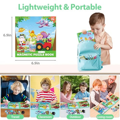 Animal Magnetic Puzzles for Toddlers 3-5, Travel Toys for Kids Ages 4-6, Educational Learning Magnets, Ideal Road Trip Activities for 3 4 5 6 Boys and Girls - style: Animal