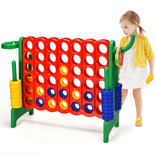 AKUSTIK Giant Connect Game Outdoor, 4 in a Row Jumbo 4 to Score for Kids Adults Family Party Yard Lawn, Large Connect Game with Quick Release Slider 42 Jumbo Rings (Green) - color: Green