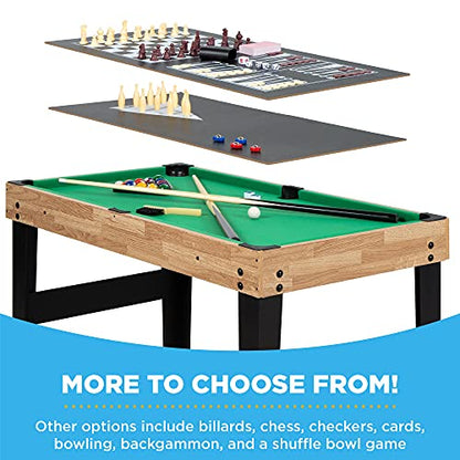 Best Choice Products 2x4ft Combo Game Table Set for Home, Game Room, Friends & Family w/Hockey, Foosball, Pool, Shuffleboard, Ping Pong, Chess, Checkers, Bowling, and Backgammon - color: Natural