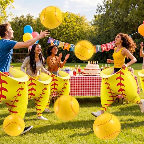 Shappy Granny Pants Yard Game, 2 Pcs 31.5 x 39.5 Inches Big Softball Granny Pants with 8 8 Inch Bouncy Balls 2 Pump Giant Softball Outdoor Game for Family Reunion Team Building Picnic Field Day - style: Softball