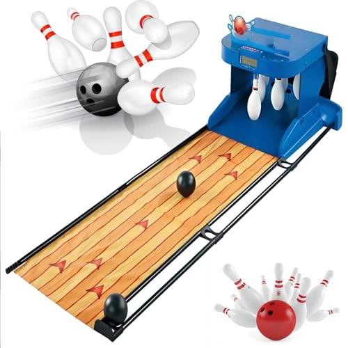Bowling Alley Game for Kids & Adults, Electronic Bowling Set, with LED Scoreboard, Automatic Reset, Sound Effects & Lights, for Home Party Family Bonding Activities. 2M - size: 2M