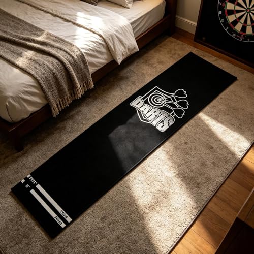 Heavy Duty Dartboard Carpet, Professional Floor Runner, 118.11x13.39in Throwing Track with Distance Marker, Rubber Shield Mat, Oche Toe Line with Lettering Design, Game Room Boundary for Bar Club - size: Floor mat 12