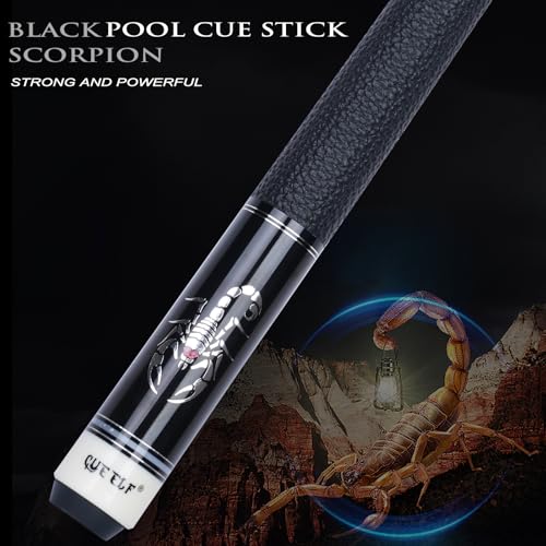 CUEELF Carbon Fiber Pool Cue Stick Leather Wrap Professional Low Deflection Billiard Cue Stick 12.5mm Carbon Fiber Technology Pool Cue - color: CA-SC-BLACK