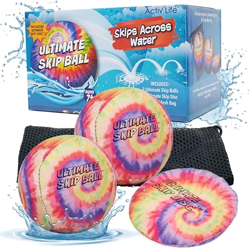 Activ Life The Ultimate Water Skip Balls, Water Bouncing Ball for Swimming Pool, Beach Toys for Friends, Family, Kids and Adults - style: Tie Dye