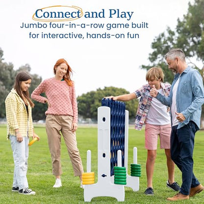 ECR4Kids Jumbo 4-to-Score Giant Game with 42 Rings and Reset Sliders, Kids Games, Blue/Gold - color: Blue/Gold