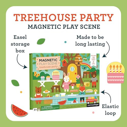 Petit Collage: Animal Friends Magnetic Game Board with Mix & Match, Ideal for Ages 3+, Includes Mag Play Scene Treehouse Party, 74 Count - color: Mag Play Scene Treehouse Party