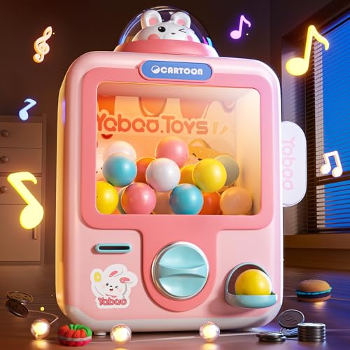 Skirfy Vending Machine Kids Toys Mini Claws Machine 12 Erasers Operated Gumball Prize Machine Maker Game Claws Machine Easter Game Sensory Toys Dolls Gifts（Pink） - color: Pink