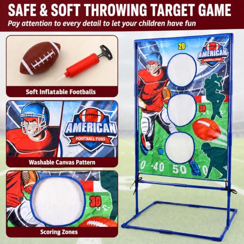 Punieayi Football Toss Game with 4 Inflatable Balls, Football Throwing Target Games for Boys 8-12, Sports and Outdoors Toys for Kids Ages 3+