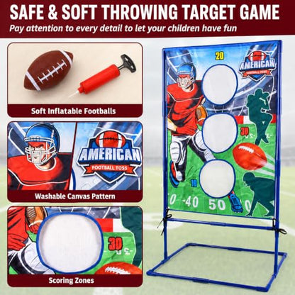 Punieayi Football Toss Game with 4 Inflatable Balls, Football Throwing Target Games for Boys 8-12, Sports and Outdoors Toys for Kids Ages 3+