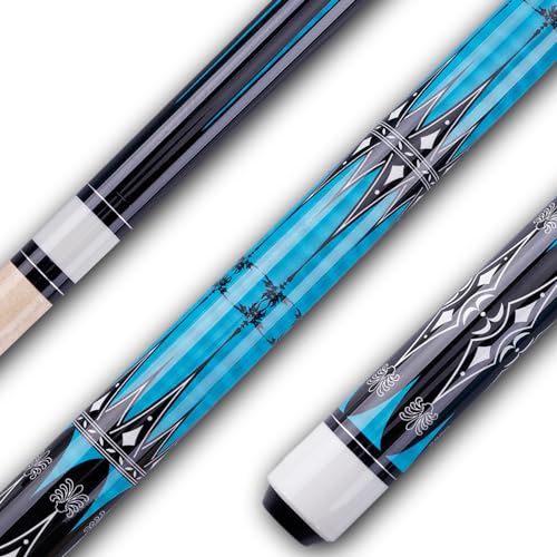 13mm 58 Inch 19 20 oz Billiard Pool Cue Stick, 1/2 Maple Billiard Pool Stick, House Bar Pool Table Sticks for Men - color: Blue 19 oz