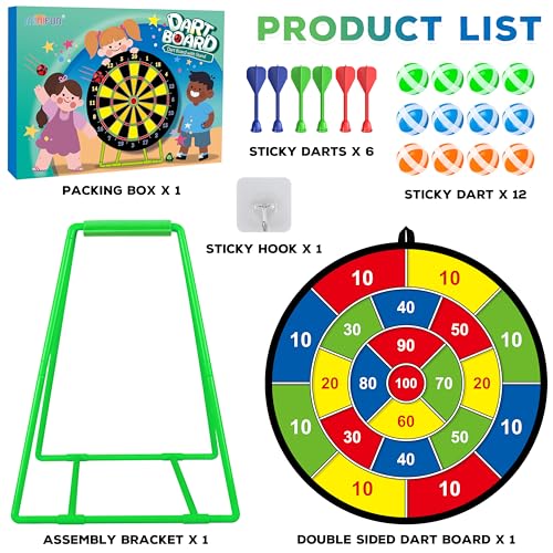 Large Dart Board for Kids, Kids Double-Sided Dart Board with Sticky Balls and Darts, Indoor/Outdoor Sport Fun Party Play Game Toys, Gifts for 3 4 5 6 7 8 9 10 11 12 Year Old Boys Girls - style: M026