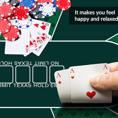 nuveti Poker Mat - 55 x 28inch Non-Slip Poker Table Game Mat - Portable Rubber Waterproof Poker mat for Table 6-8 Player Card Game Anti-Slip Rubber Poker Table Top Layout - color: 55 X 28 Inch Rectangular-green5