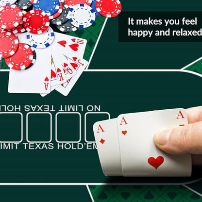 nuveti Poker Mat - 55 x 28inch Non-Slip Poker Table Game Mat - Portable Rubber Waterproof Poker mat for Table 6-8 Player Card Game Anti-Slip Rubber Poker Table Top Layout - color: 55 X 28 Inch Rectangular-green5