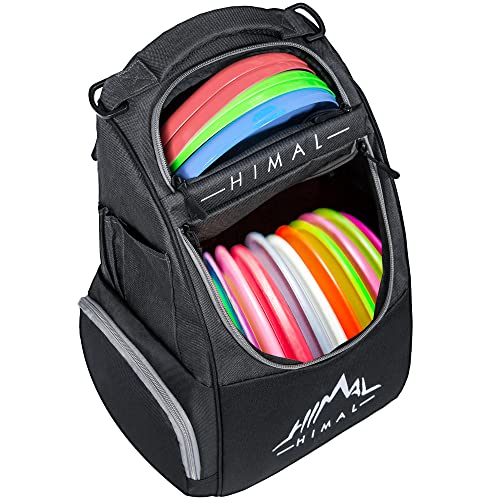 HIMAL HIMAL Disc Golf Bag Holds 22+ Discs, Durable Disc Golf Backpack with Large Capacity, and Multiple Storage Pockets - color: Black