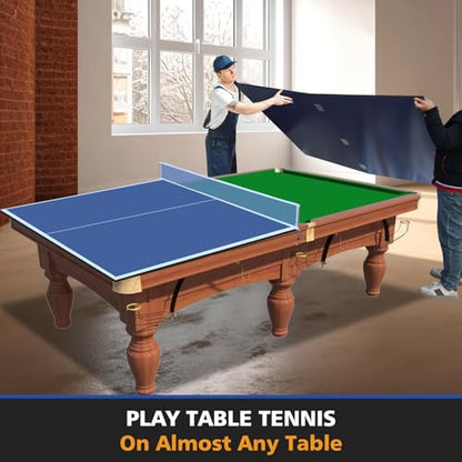 7/8/9ft Mid-Size Ping Pong Conversion Top with Net Set for Billiard and Pool Tables - Regulation Top Converts Billiards into Ping Pong Table Blue/Green/Black - color: Blue, size: 7 FT