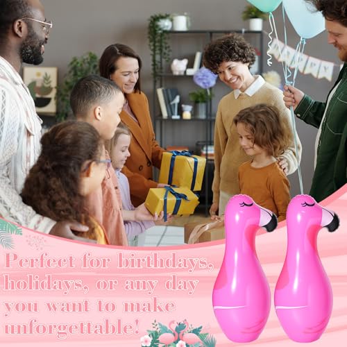 7 Pcs Giant Inflatable Flamingo Bowling Set for Activities Game Flamingo Themed Summer Carnival Birthday Family