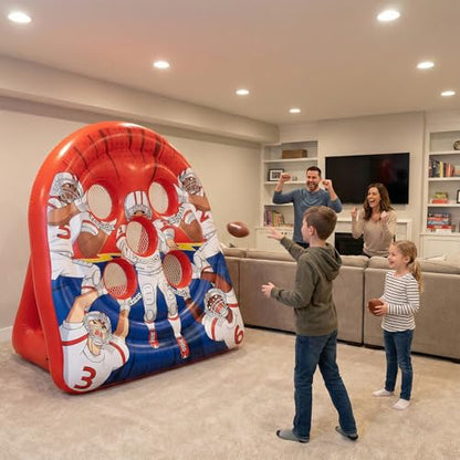6FT Giant Inflatable Football Target Toss Game - Fun Indoor & Outdoor Yard Games for Kids & Adults, Football Party Throwing Games, Carnival Games, Camping & Tailgate Lawn Activities