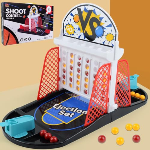 Tabletop Basketball Bouncing Ball Toy, Basketball Board Game, 2 Player Arcade Game, Indoor Fun Bouncing Pinball for Kids & Adults, Ages 3+