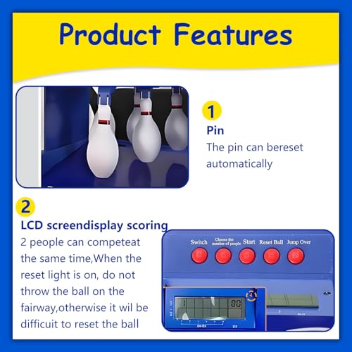 Home Bowling Alley, Electric Bowling Machine with LED Scoreboard, Automatic Lighting & Sound Effects, Fun Electronic Bowling Game for Kids & Adults, 2m/6.56ft Indoor Entertainment