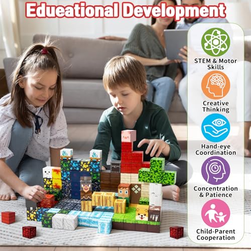 Intoypad 150PCS Magnetic Blocks for Kids, 0.8in Magnetic Building Block Toys for Boys Girls Age 3 4 5 6 7 8 9 10 Magnet Cubes Game Magnetic Tiles STEM Toys Christmas Birthday Gifts for Kids Toddlers - style: 150Pcs