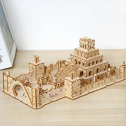 3D Wooden Puzzles The Ruins of The Ancient Temple Model Kits, Brainteaser and Puzzle for Christmas/Birthday,Gifts for Adults and Teens to Build Combination - style: Ruin