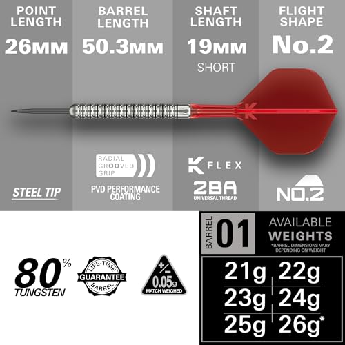 Target Darts Artemis Tungsten Steel Tip Dart Set, 21G/22G/23G/24G/25G/26G | Artemis Original | Artemis K-Flex Integrated Flight & Shaft | Professional Accessories Dart Kit, Dart Wallet Included - size: 25G, style: ARTEMIS K-FLEX