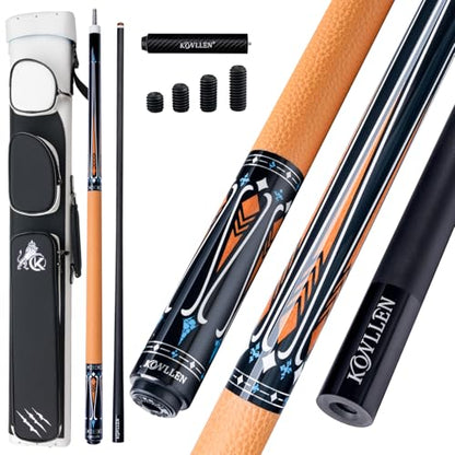 KONLLEN Carbon Fiber Pool Cue 2.0, 58-inch Low Deflection Billiard Stick for Adults with 12.5mm Tip and Pro Taper - color: 009 AK-09F 2.0 set-yellow