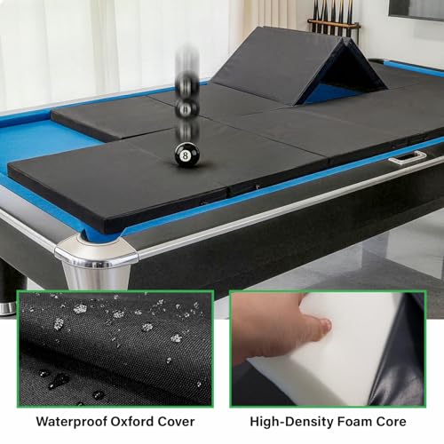 Pool Table Insert Mat 8ft for Pool Table Protection Billiard Table to Dining Table Foldable & Removable Hard Top Foam Mat with Zipper, Black