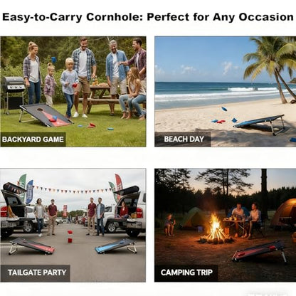 2026 Upgraded Cornhole Board Set for Kids Adults, 3FT x 2FT All Weather Corn Hole Game, Portable Design with Durable 300D Cloth, 8 Bean Bags & Carrying Case, Indoor Outdoor Games Backyard Lawn Game