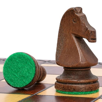 Husaria European International Wooden Chess Game Set, Ambassador - 21.7 Inches - Large-Size Chess Set with Handcrafted Chessmen and Felted Folding Board