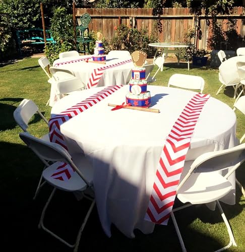 Baseball Table Runner/Baseball Party Decorations/Baseball Runner Table Cloth Runner Sports Red White for Boy Sports Themed Birthday Party - size: 60 x 6 inches