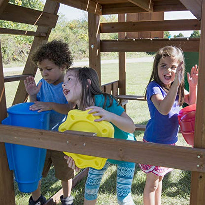 Swing-N-Slide WS 8354 Knightsbridge Super Wooden Swing Set with Two Slides, Play Set, Monkey Bars, Climbing Wall, Music Play & Climbing Wall, Wood, Green