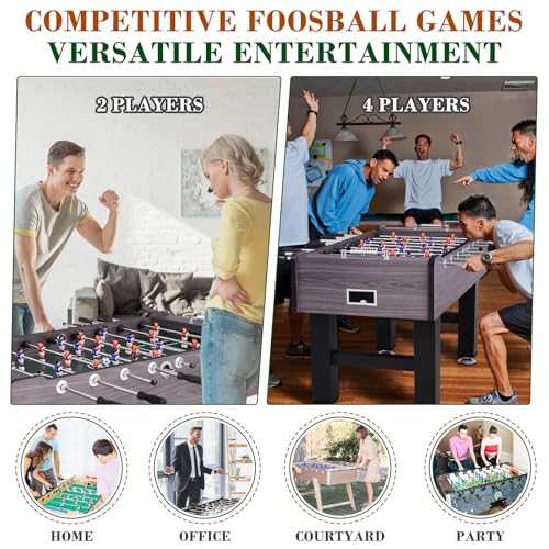 58 Inch Large Size Foosball Table Adult Size, Full Size Soccer Game Table w/2 Balls, Leg Levelers & Heavy-Duty Legs, Durable Arcade Football Table for Game Room, Home, Office, Party