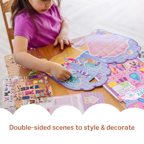 Melissa & Doug Puffy Sticker Activity Books Set of 3 – Dress-Up, Princess & Mermaid, with 208 Reusable Stickers and Fold-Out Scenes, Mess-Free Travel Toys for Kids Ages 4+ - FSC Certified - style: Dress-Up, Princess & Mermaid