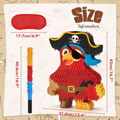 Wernnsai Pirate Piñata - Pirate Parrot Piñata with Blindfold and Bat for Boys' Birthday Party Adventure Theme Decorations - style: Pirate