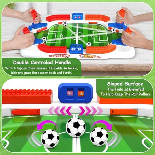 Mini Foosball Table Game for Kids, Soccer Board Game for 3 4 5 6 7 8-12 Year Old Boys, Pinball Interactive Birthday Christmas Sports Gifts for Home Party, Family, Playroom, Travel