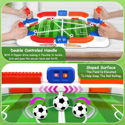 Mini Foosball Table Game for Kids, Soccer Board Game for 3 4 5 6 7 8-12 Year Old Boys, Pinball Interactive Birthday Christmas Sports Gifts for Home Party, Family, Playroom, Travel