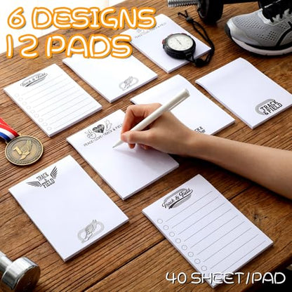 Ctosree 12 Pcs Track and Field Gift Bulk Cross Country Running Gifts Teams Rewards for Men Women Running Sticky Notes Memo Pads for Practice Reminders Office to Do Lists, 3.94 x 5.51 in 6 Designs - style: Track & Field