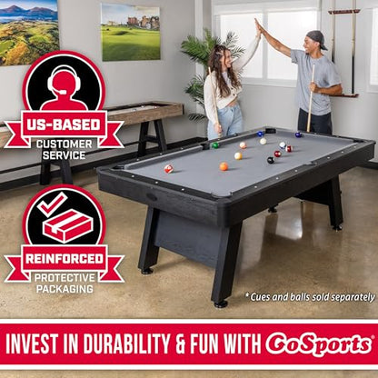 GoSports 7 and 8 ft Pool Tables with Wood Finish - Gray, Black, or Green Felt - Billiards Game Room Table for Adults & Family - Accessories Not Included - style: 7 ft Gray