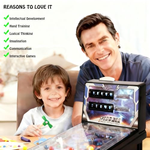 Pinball Game Machine, Electronic Tabletop Space Pinball Toy, Puzzle Pinball Machine for Home Parent-Child, Mini Pinball Game Favor with Light and Sound 16.5x10.6x9.6 in