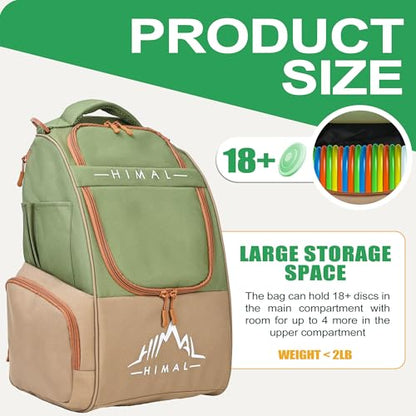 HIMAL HIMAL Disc Golf Bag Holds 22+ Discs, Durable Disc Golf Backpack with Large Capacity, and Multiple Storage Pockets - color: Green