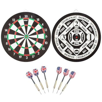 GSE Games & Sports Expert 18" Regulation Size Steel Tip Dartboard Game Set. Excellent Bristle/Sisal, Paper Baseball, Bullseye, Dart Board Game Set (Several Styles Available) - style: 2-in-1 Paper Baseball/Dart Board Set