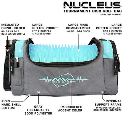 MVP Disc Sports Nucleus Tournament Disc Golf Bag (Choose Your Favorite Color) - color: Aqua