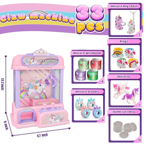 Claw Machine for Kids,Mini Claw Machine with Toys Inside,Electronic Claw Game Machine for Party Birthdays,Candy Vending Grabber Machine for Girls Ages 4 5 6 7 8 9