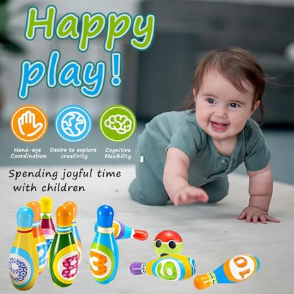 Yositochuan Kids Bowling Set Toy - 10PCS Soft Numbered Pins & 2 Foam Balls for Toddler Boys Girls Age 3-5, Indoor Outdoor Sports Game, Preschool Learning Toy, Birthday Gift for Ages 3 4 5 6