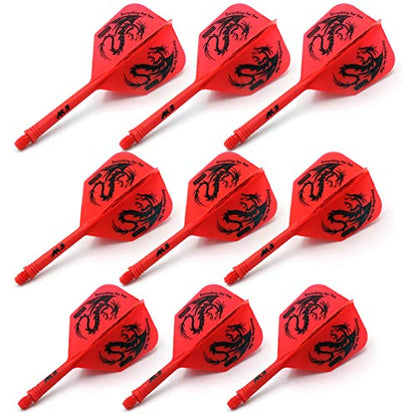 CUESOUL 3 Sets Integrated Dart Shaft and Flights,Dart Shaft Length 21mm/28mm/33mm - color: Shaft Length 21mm+28mm+33mm-Big Wing Shape-Red Dragon