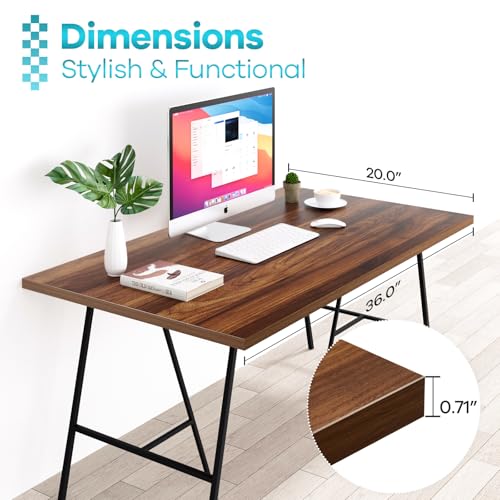 Kaboon Universal Tabletop 36"x20", Solid One-Piece Melamine Table Top, Double L-Desk Floating Desk DIY, Home and Office,Dark Walnut - color: Dark Walnut, size: 36x20