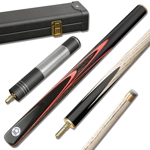 HomeSeason 57inch Snooker Cue Stick 18oz 3/4 Jointed Pool Cue, with Extension, Cue Case, Durable Ash Wood and Red Maple Construction Billiards Cue - color: HSS10