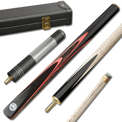 HomeSeason 57inch Snooker Cue Stick 18oz 3/4 Jointed Pool Cue, with Extension, Cue Case, Durable Ash Wood and Red Maple Construction Billiards Cue - color: HSS10